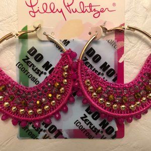 NWT Lilly Pulitzer Bougainvillea Pink Statement Earrings